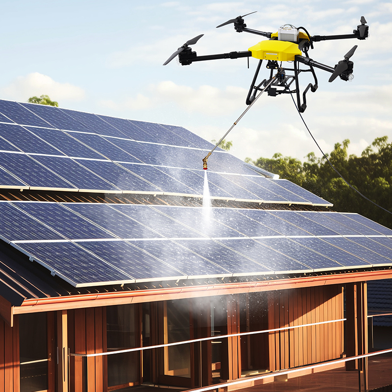 Drone nettoyant panneaux solaires